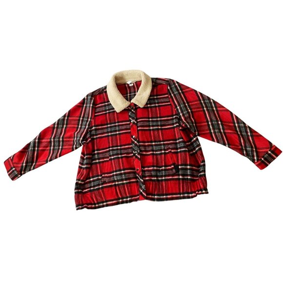 CJ Banks Jackets & Blazers - CJ Banks Red & Black Plaid Sherpa Collar Jacket 2X